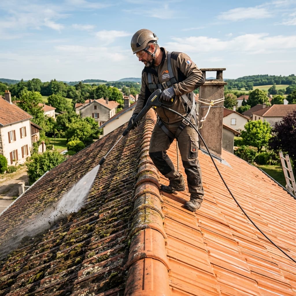 Prix d'un nettoyage de toiture au m² en 2026 : Tarifs, méthodes et aides
