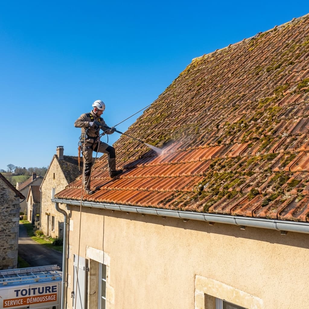 Décrassage ou démoussage de toiture